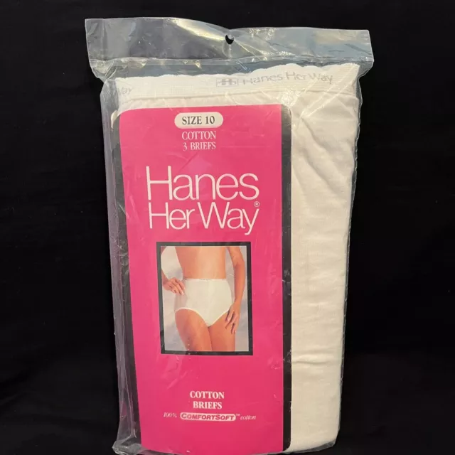 vintage hanes her way 3-pack cotton briefs panties womens size 7