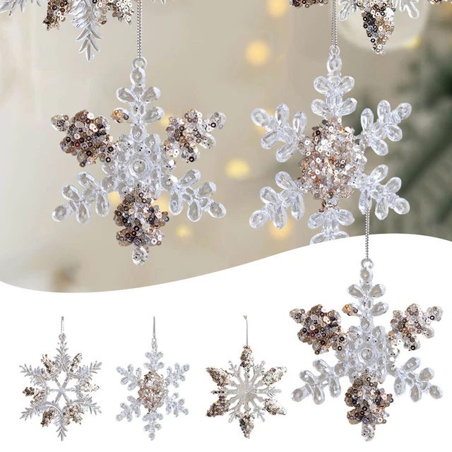 Christmas Tree Pendant with Sparkling Snowflake Sequins for Festive Decor