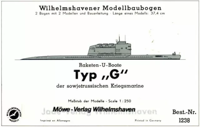 Wilhelmshavener Modellbaubogen 1238 B - Russisches Raketen-U-Boot Typ G - 1:250