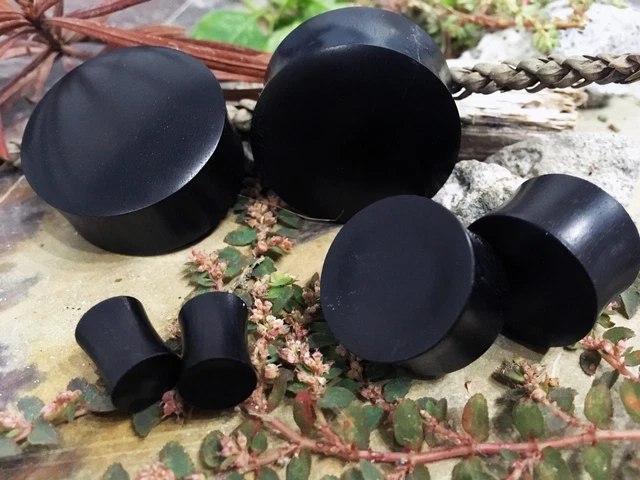 Organic Handmade Carved Areng Wood Concave/Convex Ear Plugs Gauges 0G - 1 3/8"