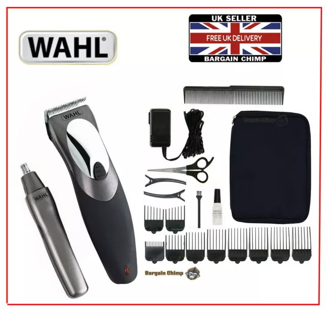 🔥 WAHL clip'n rinse cord/cordless HAIRCUTTING kit clippers 10 hair guide combs!