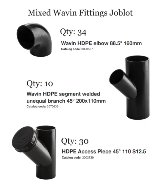 HDPE Pipe Fittings Elbow, Access, Branch Mixed Wavin Joblot 74 Items Collection