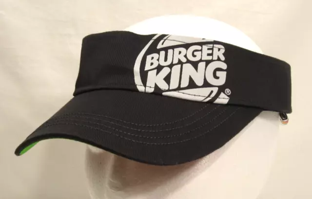 BURGER KING Black Visor Crew Worker Employee Hat Adjustable Fast Food Clean EUC