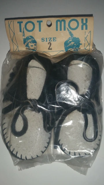 Vintage Taos Tot Mox Indian Maid Toddlers Moccasins Size #2 Suede