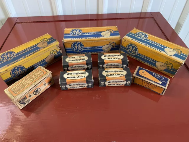 1920 's 30 's HEADLIGHT INSTRUMENT TAIL FLASHLIGHT BULB LAMPS LOT GE MAZDA