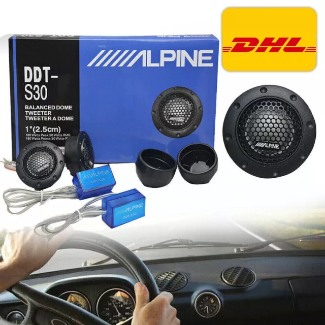 1 Paar Auto Alpine Hochtöner 4 Ohm Lautsprecher Tweeter Dome Frequenzweichen DHL