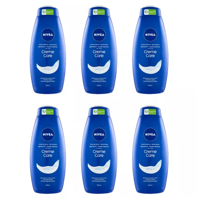 6 pezzi NIVEA BAGNODOCCIA creme care biodegradabile 750ml