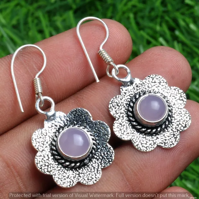 Rose Quartz Gemstone Earring Handmade Earring Dangle Earring Jewelry DE-205