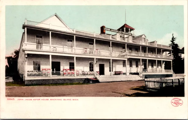 Postcard John Jacob Astor House in Mackinac Island, Michigan