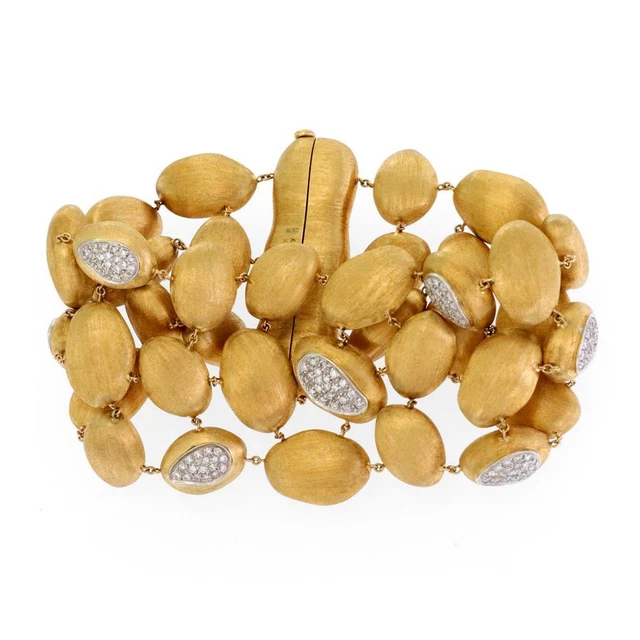 Marco Bicego Siviglia 1.30ct Diamond 18k Gold Large Oval Bead Link Bracelet Marco Bicego Siviglia 1.30ct Diamond 18k Gold Large Oval Bead Link Bracelet