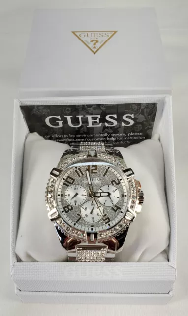 GUESS Mens Silver Tone Multi-function Watch 48 mm U0799G1 New