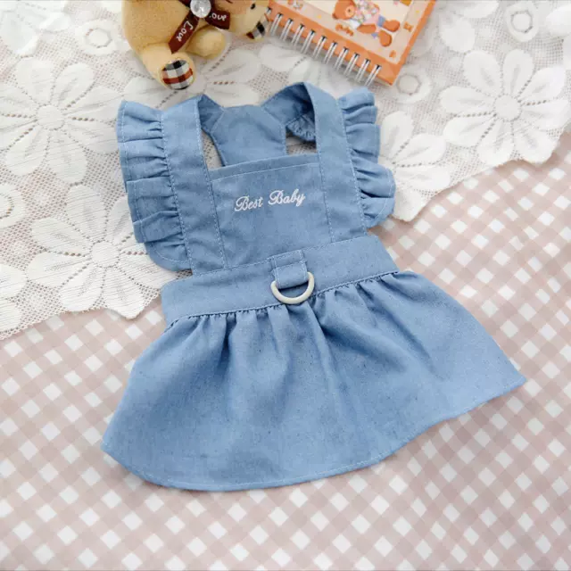 Carino Denim Cane Abito Piccolo Gatto Domestico Abbigliamento Dolce Ruffles Per