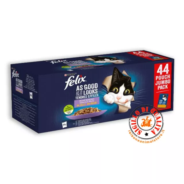 Felix Le Ghiottonerie Multipack 44 Bustine da 85 gr Umido per Gatto gatti umido