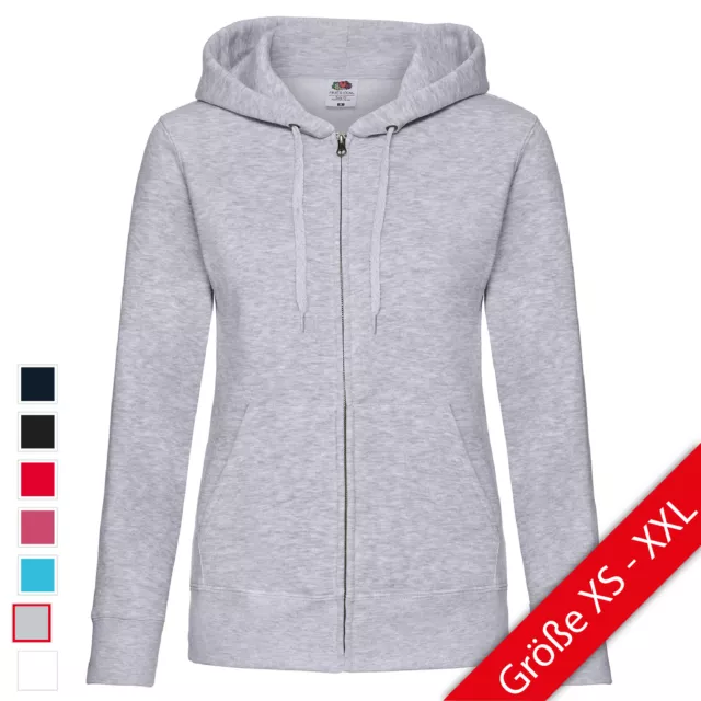 Fruit of the Loom Premium Hooded Sweat Jacket Lady-Fit Damen Kapuzen Sweatjacke