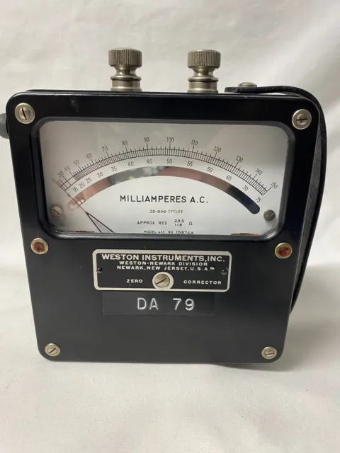 Weston Electrical Instrument Corp Model 433 AC Milliamperes 0-150, 25-500 Cycles