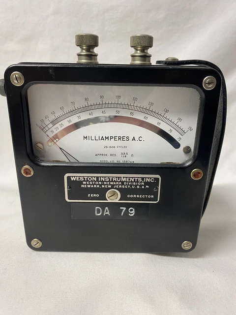 Weston Electrical Instrument Corp Model 433 AC Milliamperes 0-150, 25-500 Cycles