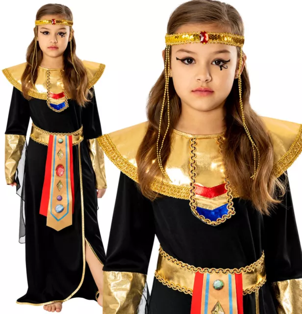 Girls Kids Egyptian Pharaoh Cleopatra Egypt Queen Fancy Dress Costume Outfit 3-8