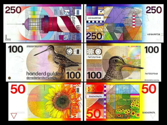 2x 50, 100, 250 Gulden - Edition 1977 - 1985 - Reproduction - NL 02 2x 50, 100, 250 Gulden - Edition 1977 - 1985 - Reproduction - NL 02