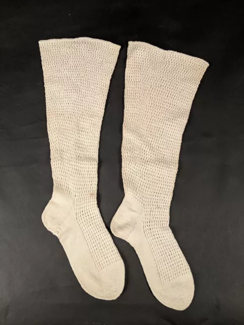 Civil War Era Mid 19Th Century Hand Knit Stockings With Open Work