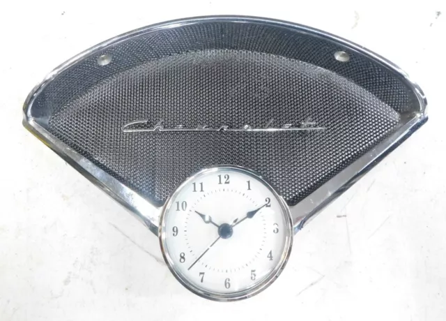 1955 1956 chevy belair 210 150  speaker bezel  chevrolet emblem & new clock #9