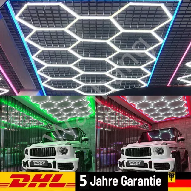 14x Hexagon LED Lampe Röhren Werkstatt Garage Wand Decken Leuchte Beleuchtung DE