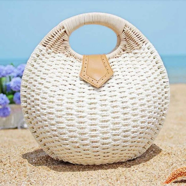 Handmade Wicker Woven Purse Handbag Straw Purses Women Handle 3