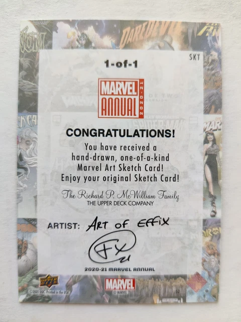 Spider Woman Jessica Drew Art of EFFIX  2020/21 UD Marvel Annual Sketch Card 1/1 2