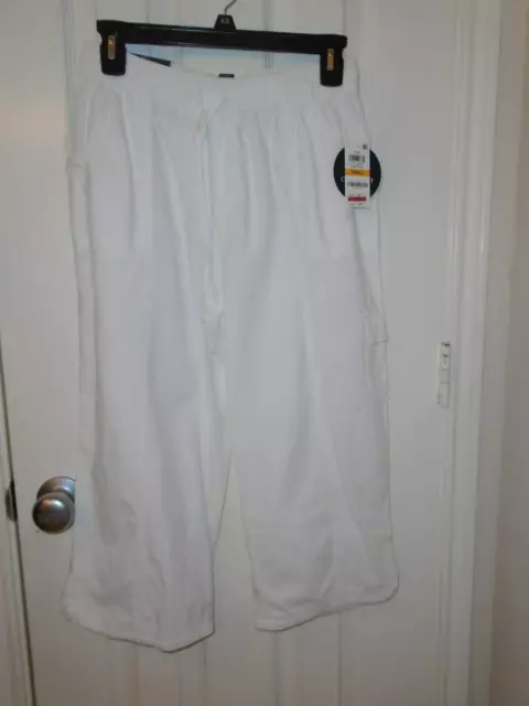 Womens Karen Scott Comfort Waist White Capri Pockets Elastic Waistband Size S NW