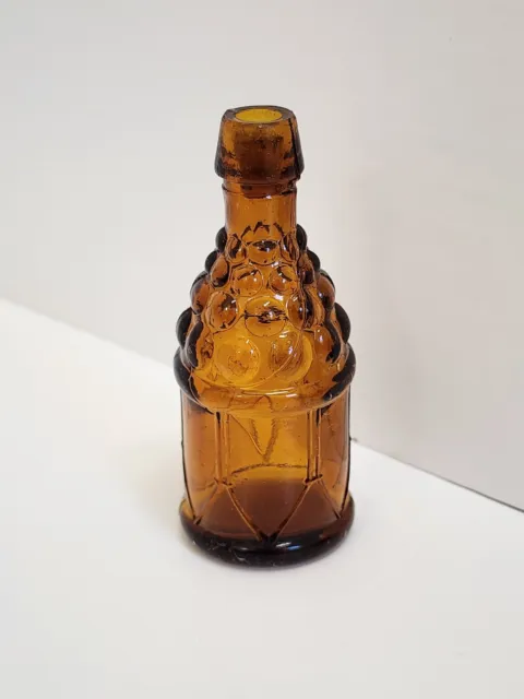 Vintage Amber Glass Wheaton Drum & Cannonballs Bitters Bottle 3.25"