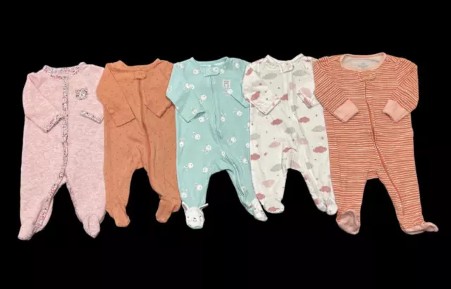 Baby Girl 3 Months 3-6 Months Carter's Footed Sleeper Pajama Lot Bundle