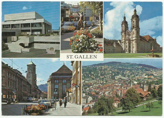 St. Gallen Switzerland, Vintage Postcard, Switzerland Souvenir, 5 Views