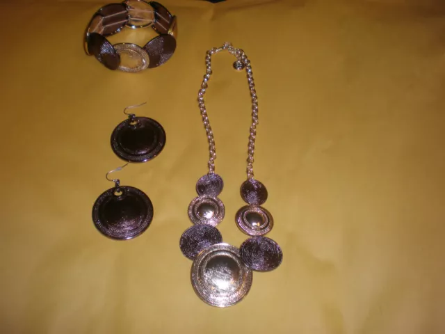 Dana Buchman Jewelry Set Necklace, Bracelet, Earrings Bronze & Gold New
