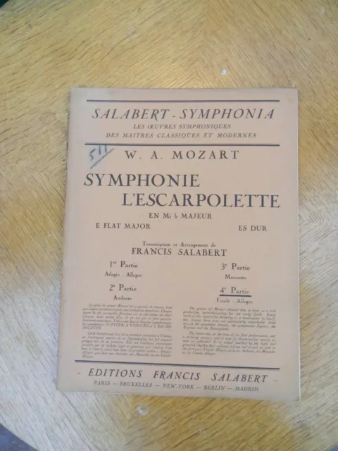 Partition Symphonie L'escarpolette Mozart Salabert Sheet music 4ème partie