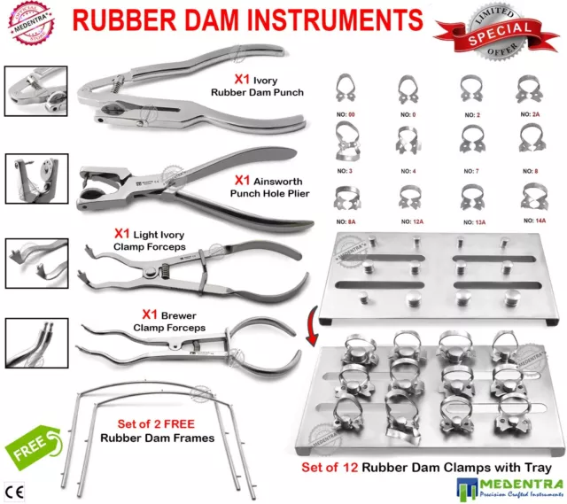 Professionnel Reconstituant Dentistes Caoutchouc Digue Outils Pinces Ivoire Ce