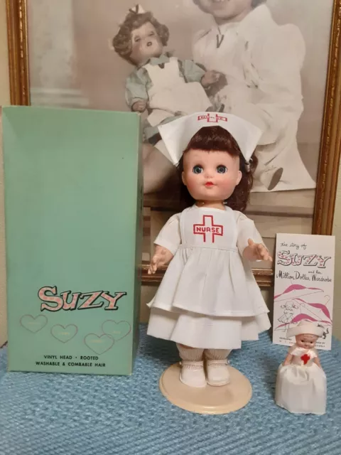 Vintage 1950s Suzy Nurse 11" Vinyl Doll Original Box W T Grant Co Eegee