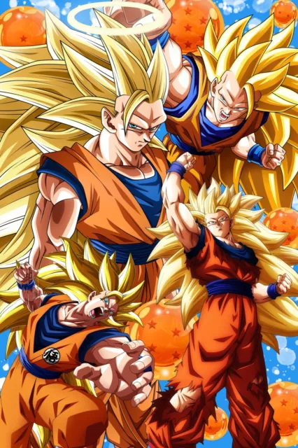 Dragon Ball Super Poster Goku SSJ Blue Kaioken Collage 12in x 18in