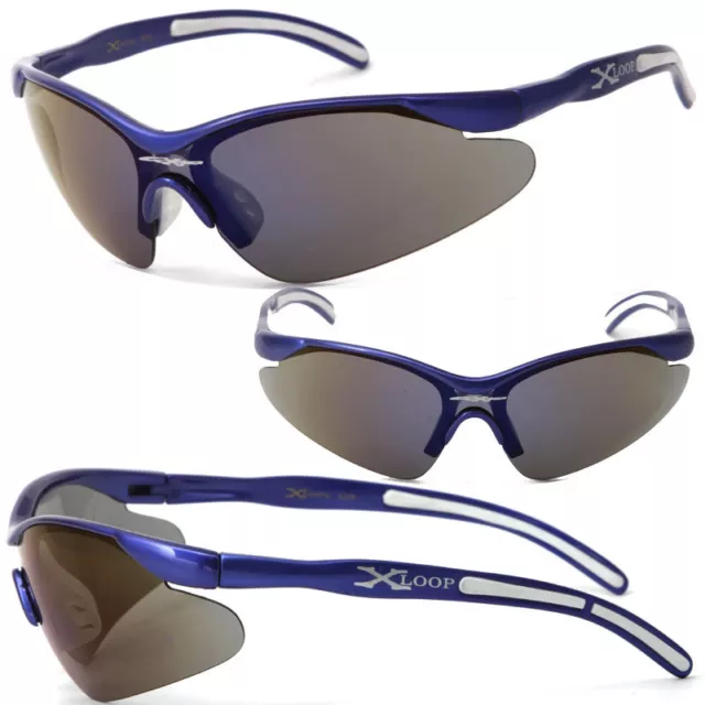 Neuf XLoop Hommes Femmes SPORTS Enroulé UV400 Soleil - Bleu F.Iridium X12