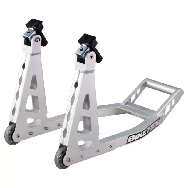 BikeTek Motorcycle Lightweight Front Paddock Stand Aluminium Box Style Fork Cups