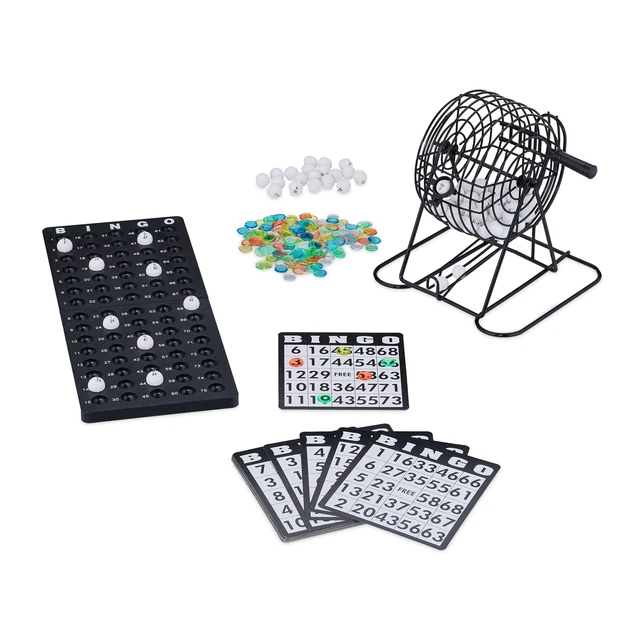 LOVIVER Bingo-Spielset Mit Käfig - Traditionelle Bingo-Maschine Für Partys