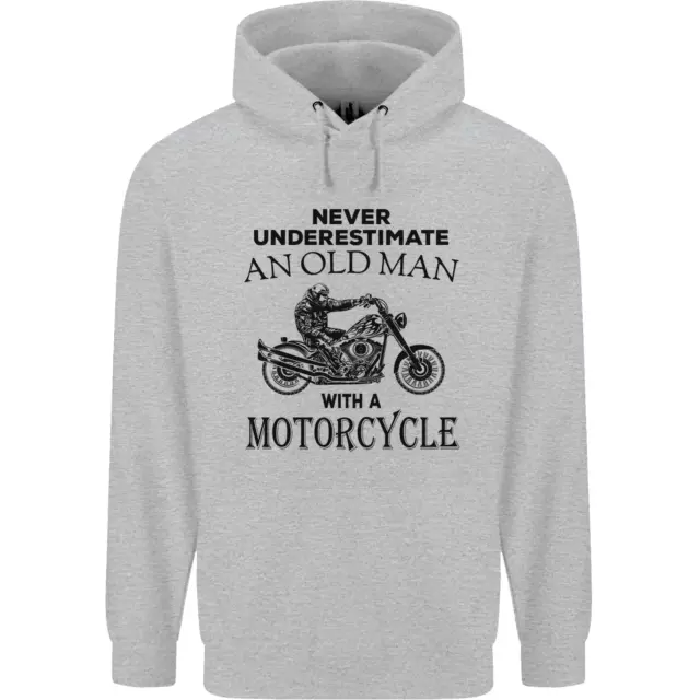 Old Man With a Motorcyle Biker Motorcycle Mens 80% Cotton Hoodie