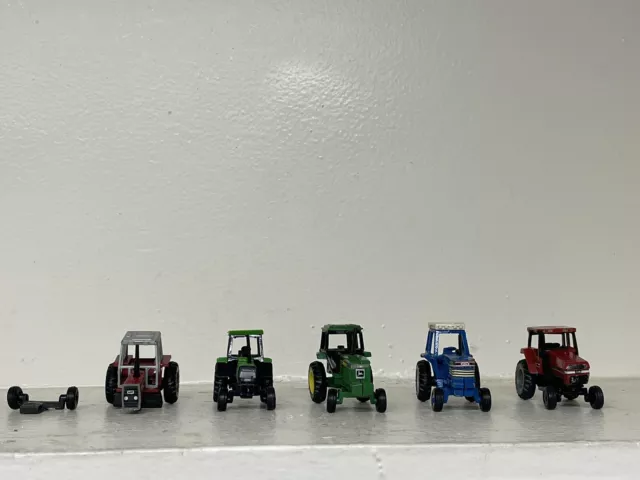 5 VINTAGE Die Cast Tractors 1/64-John Deere,Deutz,Case Int,Ford,Massy Ferguson