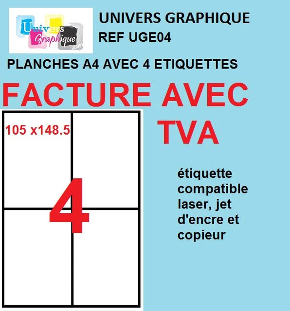 200 Étiquettes Autocollantes 210x148.5mm - 100 Feuilles A4 - Papier Mat Permanent Pour Expédition