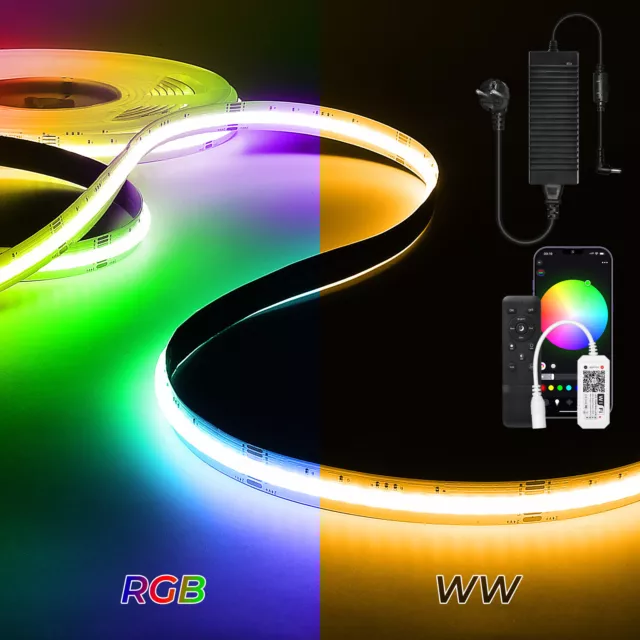 COB LED Streifen RGB+WW/CW Stripe 24V Leiste Band superhell Wifi Alexa dimmbar