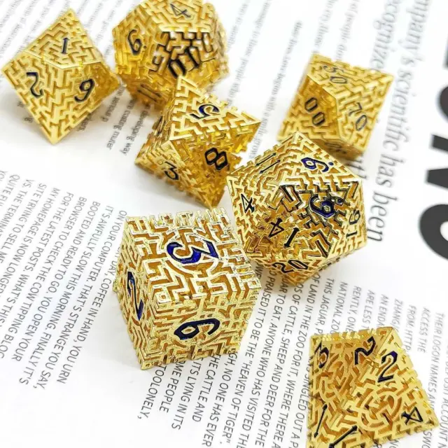 7Pcs Creative Metal Hollow Dices Dice Set For D&d DND Table Games Accessory