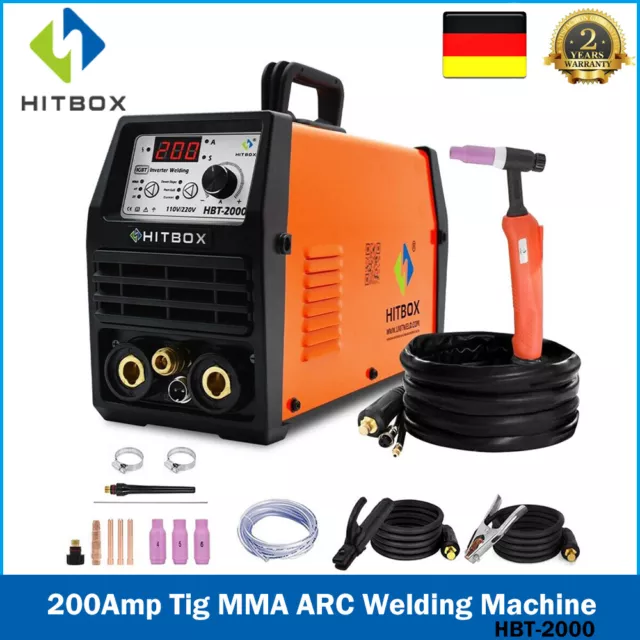 HITBOX 200A WIG-Schweißgerät 220 V 2 in 1 IGBT-Inverter Tig MMA ARC-Schweißgerät