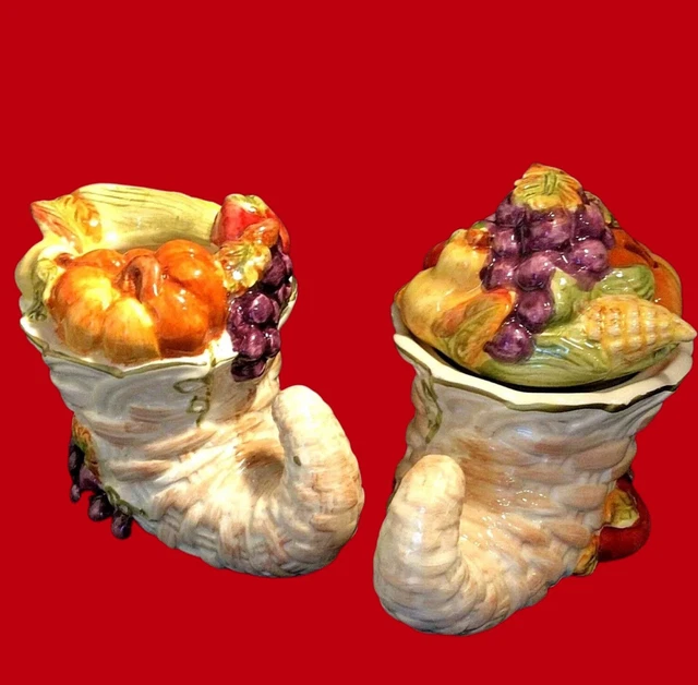 CRACKER BARREL HORN Of Plenty Creamer And Sugar Set Thanksgiving