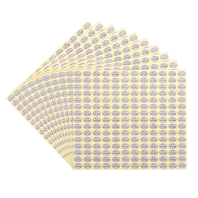 QC Passed Stickers Oval Shape Adhesive Labels 9 x 13mm Pack of 10,White