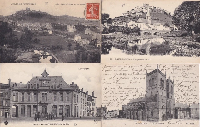 LOT DE 4 cartes postales anciennes postcards SAINT-FLOUR CANTAL 2 EUR 3 ...