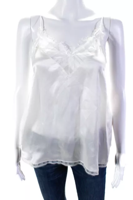 IRO Womens Silk Lace Trim Sleeveless Pullover Chemise Tank Top White Size EUR34