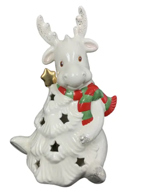 Lenox Seasons Sparkle Lit Moose Color Changing Christmas Figurine 7"